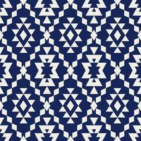 Ethnic geometric pattern. Blue-white color aztec geometric shape diamond grid seamless pattern background. Use for ethnic fabric, textile, interior decoration elements, upholstery, wrapping. vector