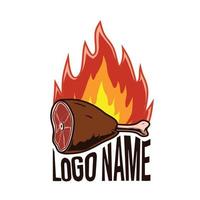 logo de una carne a la parrilla picante vector