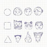 Face Drawing Pen Set vector