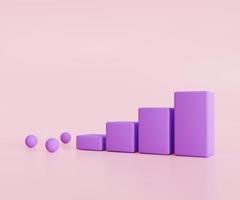 Purple bar graph business infographic show business profit report. on a pink background. 3d rendering photo