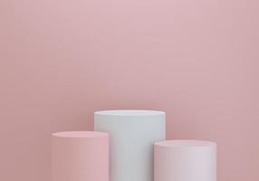 Abstract podium Minimalist style for product display presentation on pink background. 3d rendering.