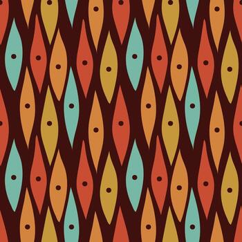 Groovy seamless pattern. Seamless abstract pattern in vintage 70s style in orange and brown for a fabric or paper print. vector