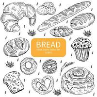 Bread set. Pen sketch converted to vectors. vector