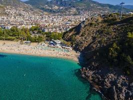 world famous Alanya Cleopatra beach. aerial photo of the beach. amazing summer vacation