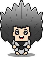 unique hair vector cartoon character illustration in black and white
