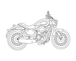 classic muscle motorcycle line art vector illustration