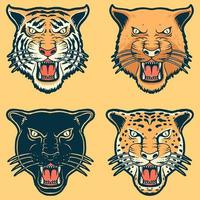 big cat head set vector