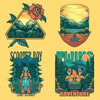 adventure print set vector