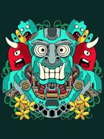 cyborg tiki mask vector