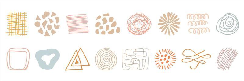 Set of abstract doodle elements for design. Trend style, new form, flat, hand draw. For sublimation, posters, postcards, prints