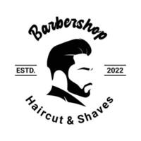 Ilustración de vector de logotipo de barbería - logotipo vintage - blanco y negro.