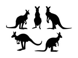 Set of Kangaroos Silhouette Isolated on a white background - Vector Illustration