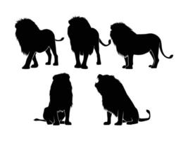 Set of Lions Silhouette Isolated on a white background - Vector Illustration