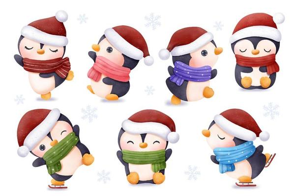 Christmas Illustration with penguins