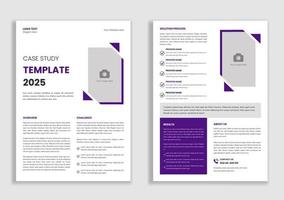 plantilla de volante de estudio de caso de negocios o diseño de papel de proyecto corporativo con un concepto único. portada de estudio de caso moderna y mínima, informe de investigación, historial de caso vector