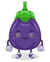 Cute Aubergine Mascot Character Vector Illustration