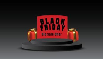 abstract Black Friday  stage podium with gift box vector design