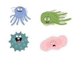 conjunto de bacterias con emociones vector