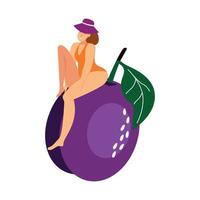 chica con fruta vector