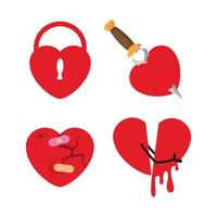 conjunto de corazones rojos vector