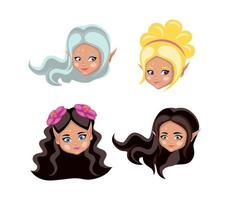 Set of Fairy Avatars vector