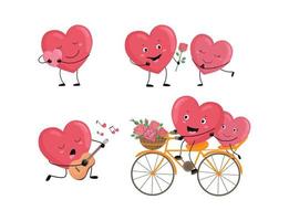 Illustrations with loving hearts vector