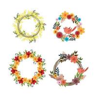 Set of Frames with Flowers vector