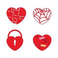 Set of Red Hearts vector