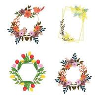 Set of Frames with Flowers vector