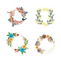 Set of Frames with Flowers vector