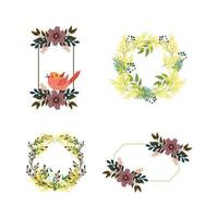 Set of Frames with Flowers vector