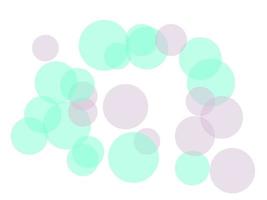 Abstract green violet circles overlay with white background photo