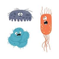 conjunto de bacterias con emociones vector
