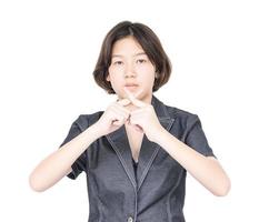 Close up female short hair with shirt photo