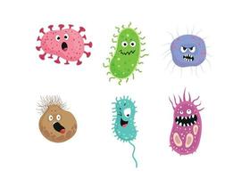 conjunto de bacterias con emociones vector