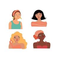Collection of female avatars vector