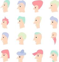 Men with interesting hair, illustration, vector, on a white background. vector