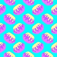 Glazed donuts,seamless pattern on blue background. vector