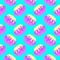 Glazed donuts,seamless pattern on blue background. vector