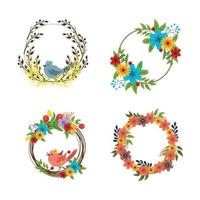 Set of Frames with Flowers vector