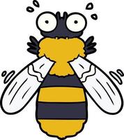 Cartoon bee character top view vector