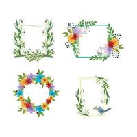 Set of Frames with Flowers vector