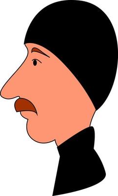 Man in black, illustration, vector on white background.