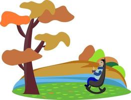 Relax in nature, illustration, vector on white background.