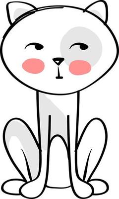 White cat, illustration, vector on white background.