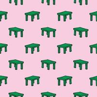 Small green table,seamless pattern on pink background. vector