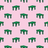 Small green table,seamless pattern on pink background. vector