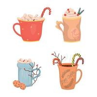 colección de bebidas calientes navideñas vector