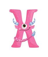 Cute monster letter x vector