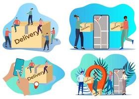 Express delivery.Flat vector illustrations For landing page template, web banner and design elements.